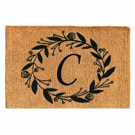 CONFIGURACION 24 x 36 x 1.5 in. Black Rose Rectangular Doormat Natural - Letter C CO2830952